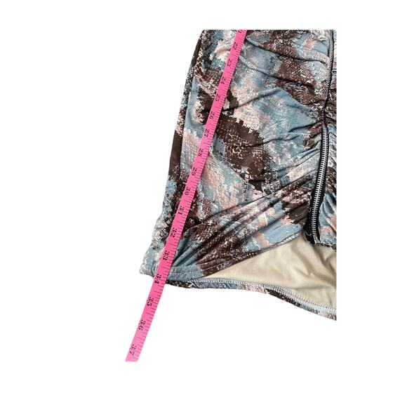 Prettylittlething Blue Snake Print Slinky Zip Front Collar Bodycon Dress Size 4 - Picture 4 of 12